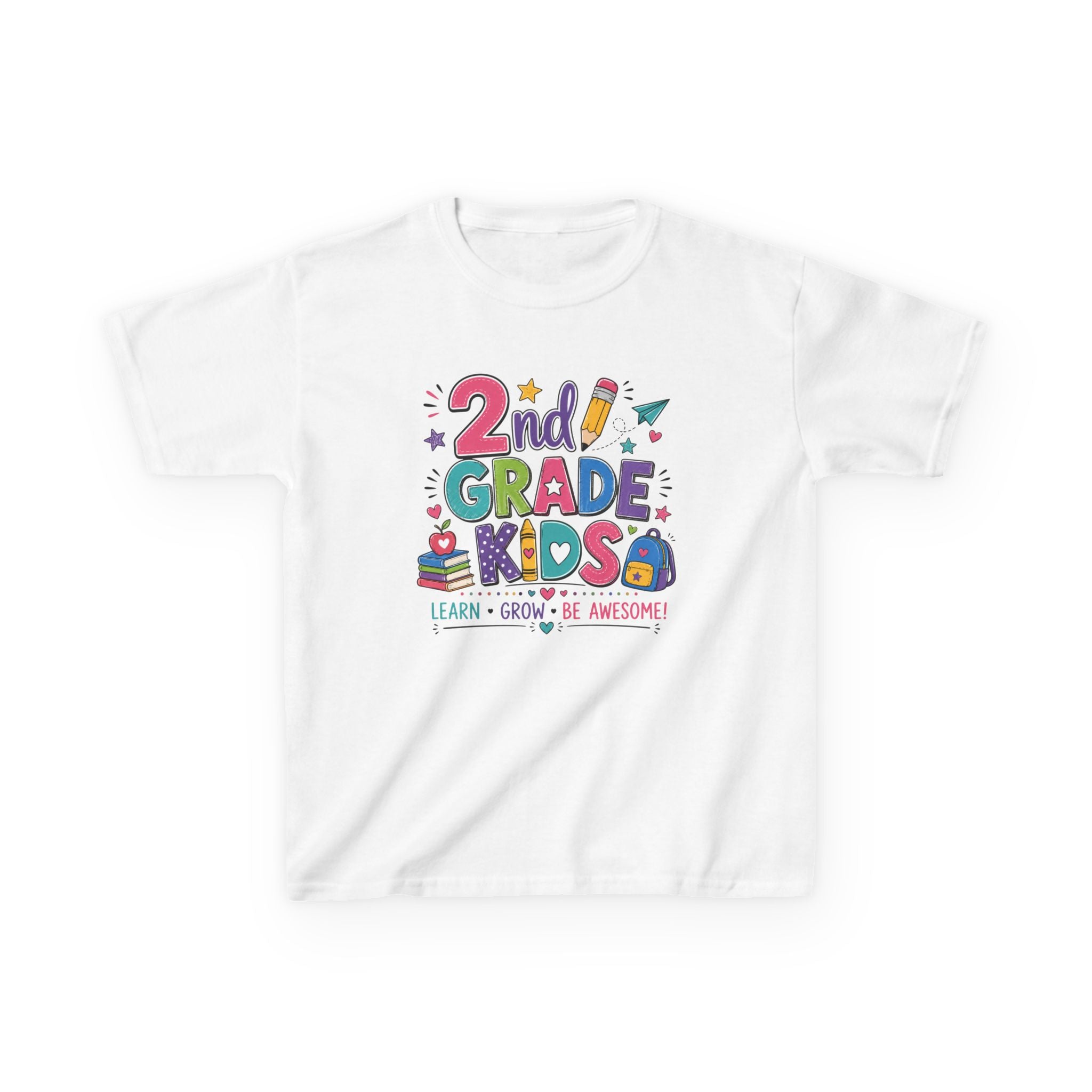 2nd Grade Kids – Learn, Grow & Be Awesome Tee