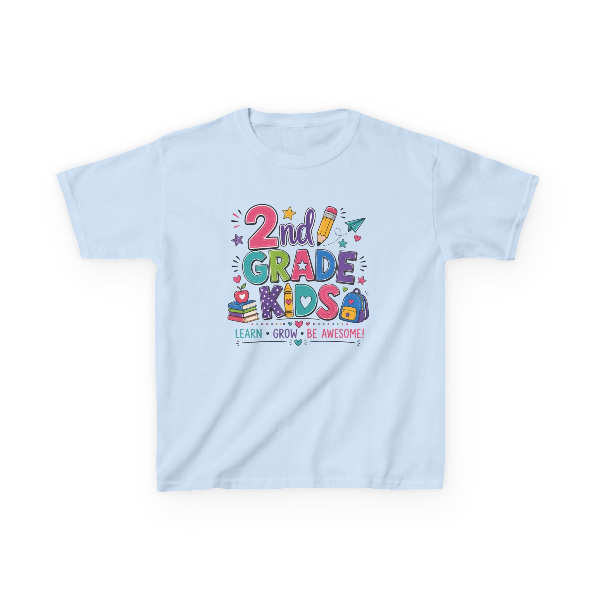 2nd Grade Kids – Learn, Grow & Be Awesome Tee