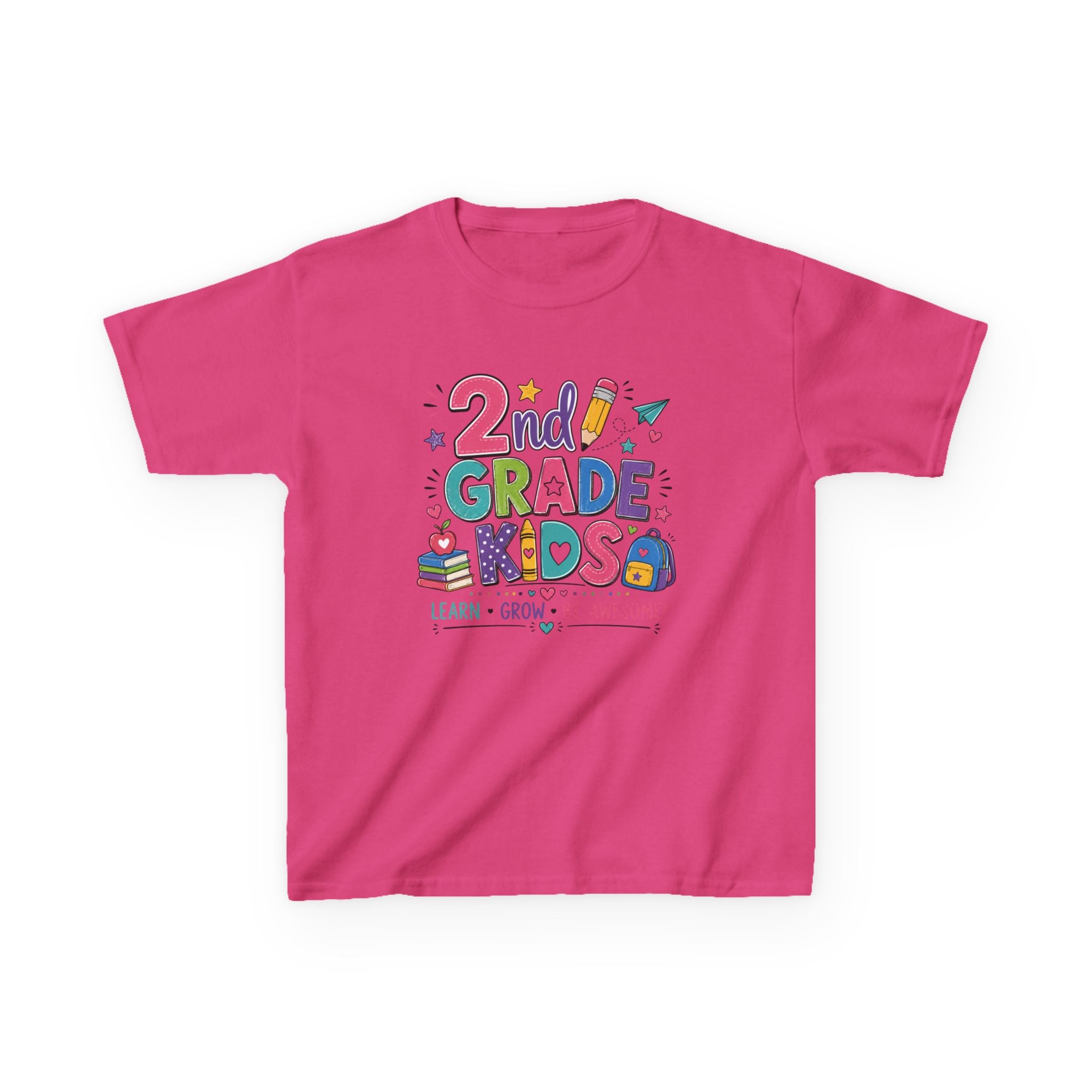2nd Grade Kids – Learn, Grow & Be Awesome Tee
