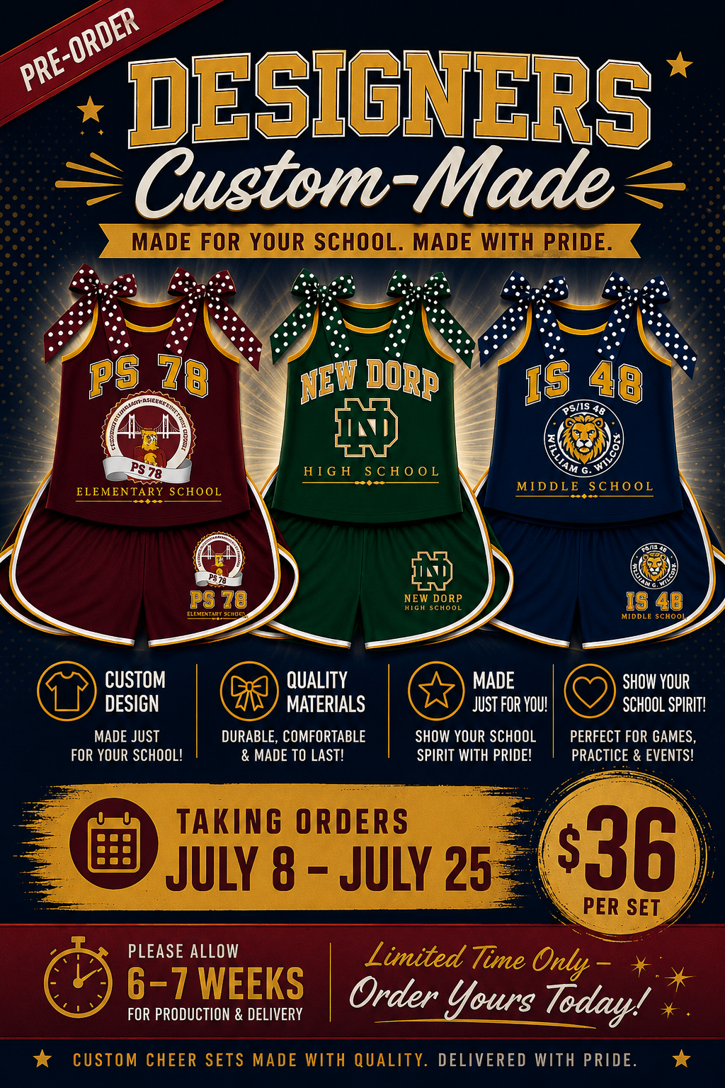 Custom School Cheer Set – Personalized Uniform (Pre-Order)