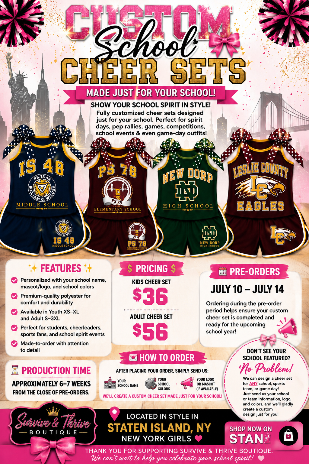 🎀 Custom School Cheer Set