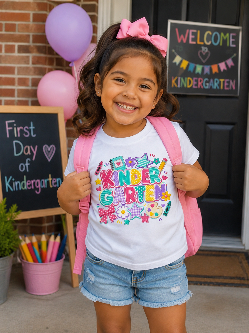 🌈 Kindergarten Cutie – Colorful Back-to-School Graphic Tee